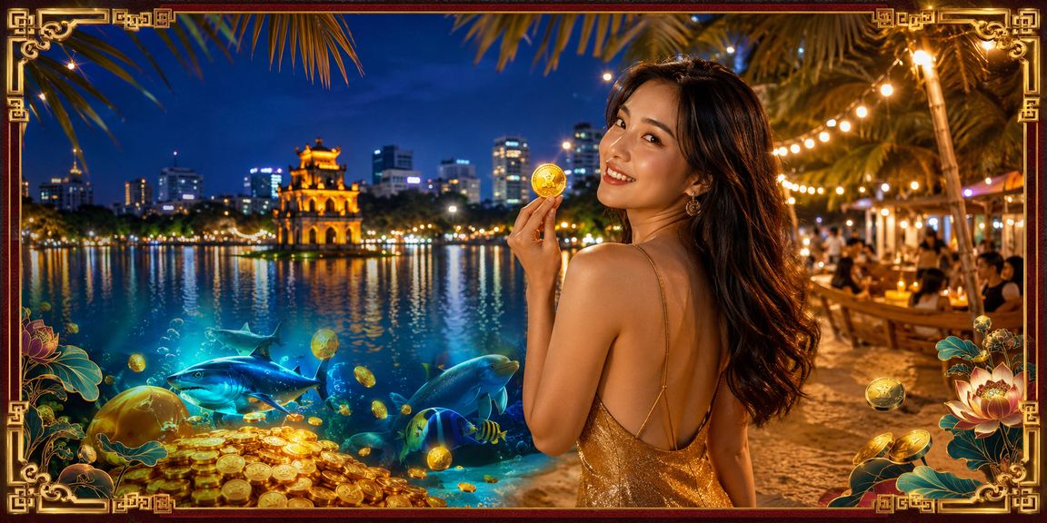 Không gian casino sôi động tại Việt Nam với ánh đèn rực rỡ